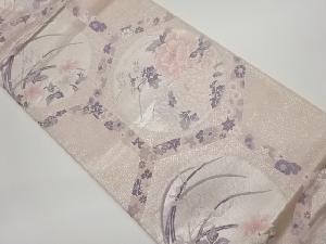 亀甲に花丸文様織出し袋帯